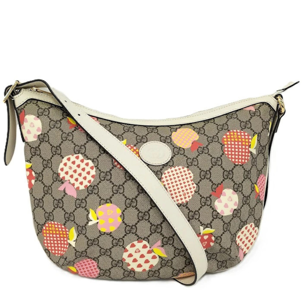 Gucci Shoulder Bag Apple Heart Le Pomme GG Supreme Beige